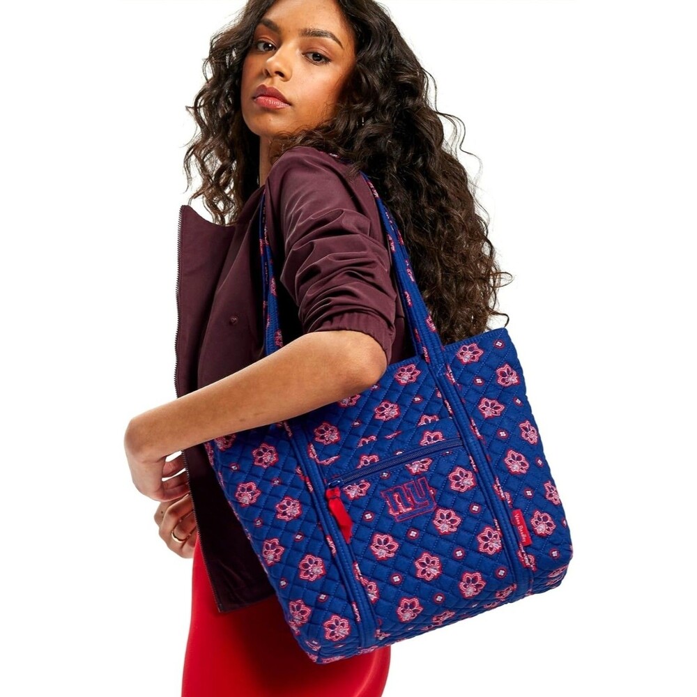 NEW Vera Bradley NY Giants Cotton NFL Small Vera Tote Bag Dark Blue & Red